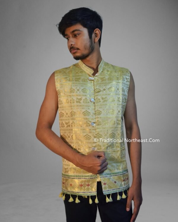 WaistCoat -Men -Assamese Design - Synt Silk &ndash; Traditional NorthEast