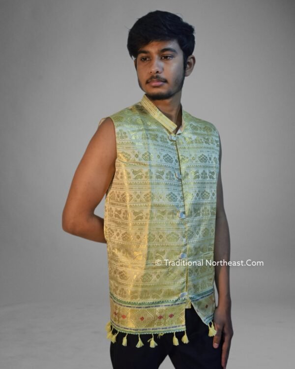 WaistCoat -Men -Assamese Design - Synt Silk &ndash; Traditional NorthEast