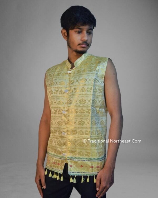 WaistCoat -Men -Assamese Design - Synt Silk &ndash; Traditional NorthEast
