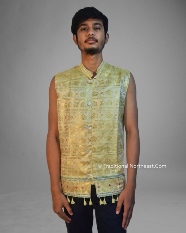 WaistCoat -Men -Assamese Design - Synt Silk &ndash; Traditional NorthEast