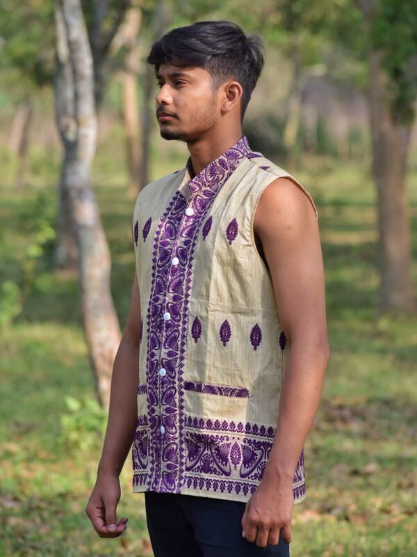 WaistCoat -Men -Assamese Design - Ghisa Cotton &ndash; Traditional NorthEast