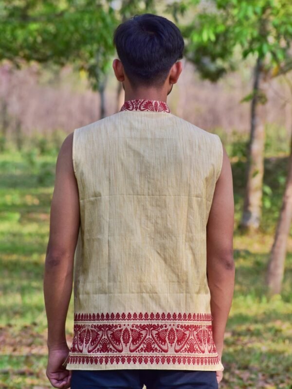WaistCoat -Men -Assamese Design - Ghisa Cotton &ndash; Traditional NorthEast