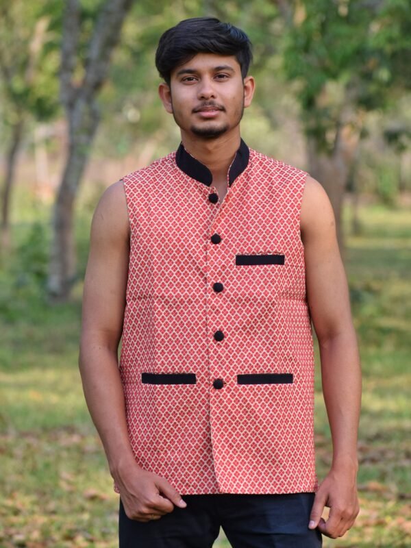 WaistCoat -Men -Assamese Design - Cotton &ndash; Traditional NorthEast