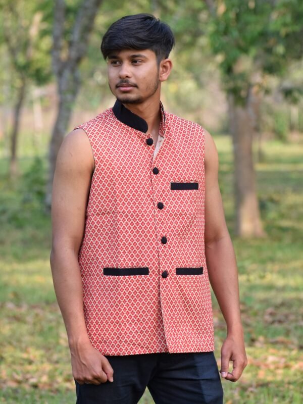 WaistCoat -Men -Assamese Design - Cotton &ndash; Traditional NorthEast