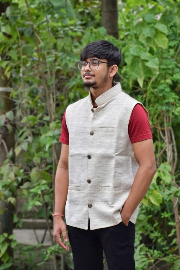 WaistCoat -Men -Assamese Design - Ghisa Khadi &ndash; Traditional NorthEast