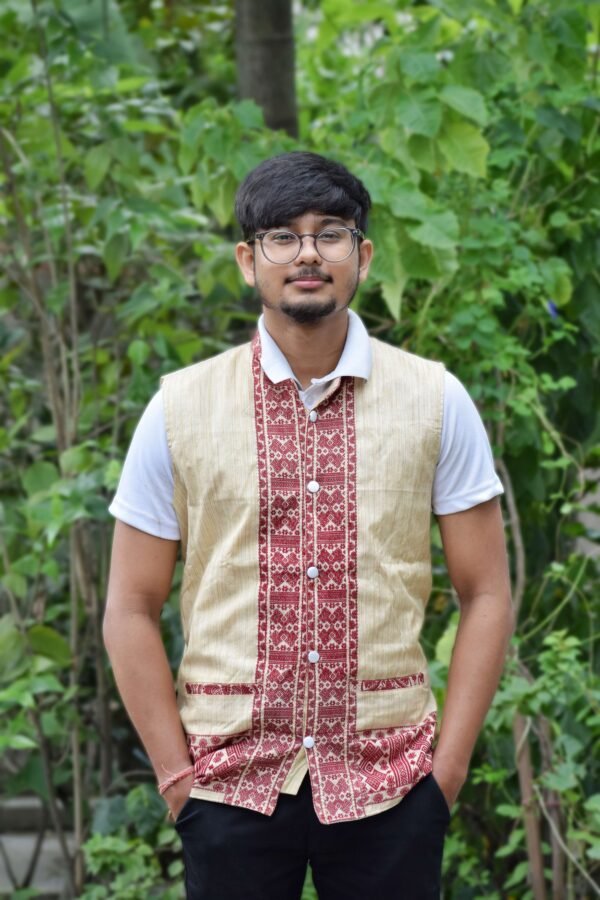 assamese waist coat men (2) WaistCoat -Men -Assamese Design - Ghisa Cotton – Traditional NorthEast