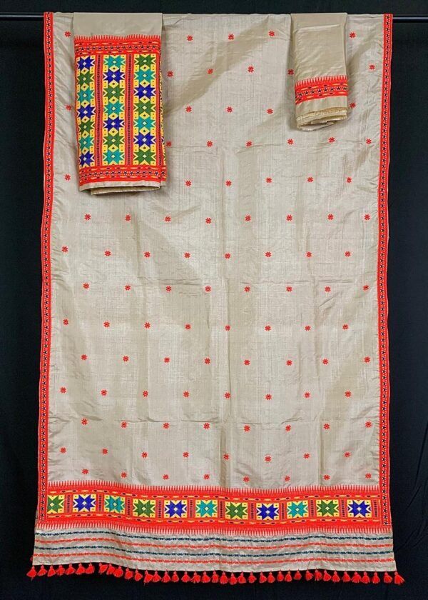 Sador Mekhela -Tussar silk-Dimasa design &ndash; Traditional NorthEast
