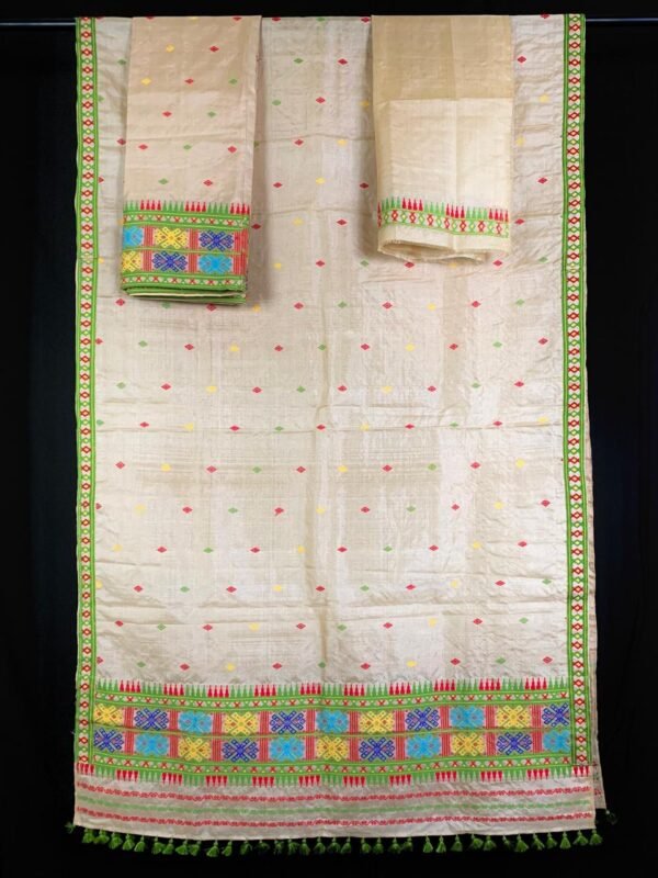Sador mekhela-Tussar silk-Dimasa design &ndash; Traditional NorthEast